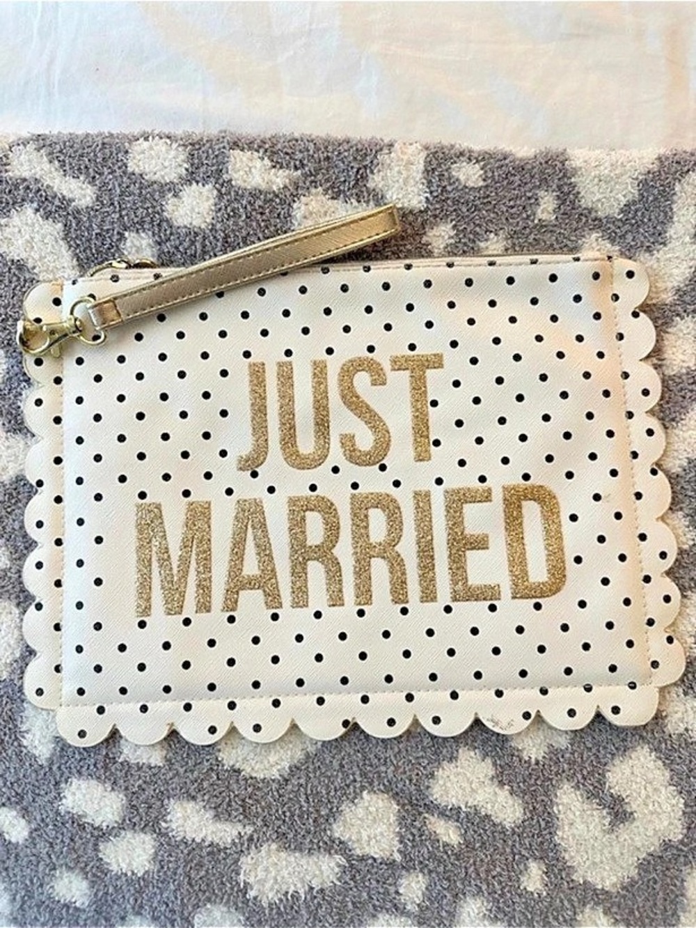 Just Married Polka Dot Wristlet Clutch